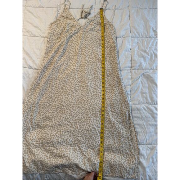 Gap Beige Linen Blend Midi Dress Tank Cheetah Leopard Beige Tan Cream Women's 10 - Picture 6 of 9